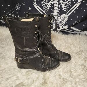 Michael Kors Black Woodley Combat Boots, size 8